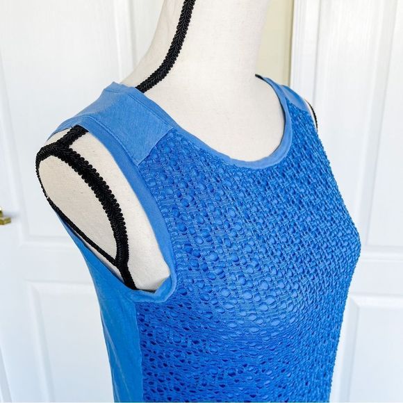 Loft XS Royal Blue Netted Layered Sleeveless Top - Picture 7 of 13